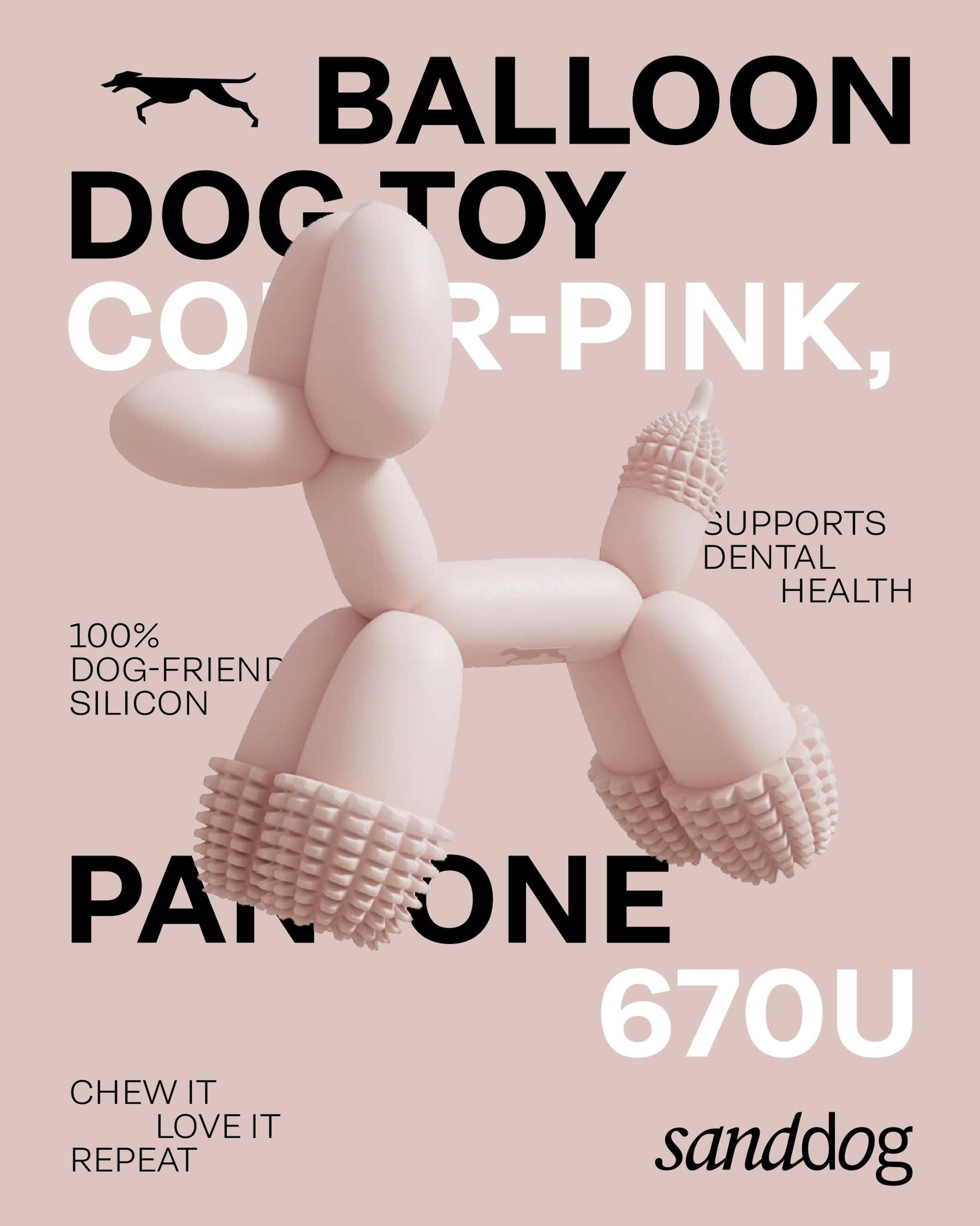 Sanddog - Art Balloon Dog Toy Pink